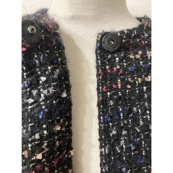 Lafayette 148 Suit crop jacket & pencil skirt black tweed multicolor silver - Picture 11 of 16